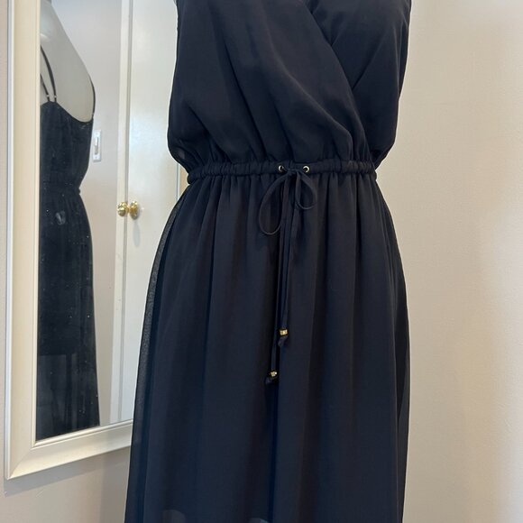 NWT Guess Black Double Strap Chiffon Maxi Dress, Size Large - Picture 3 of 16